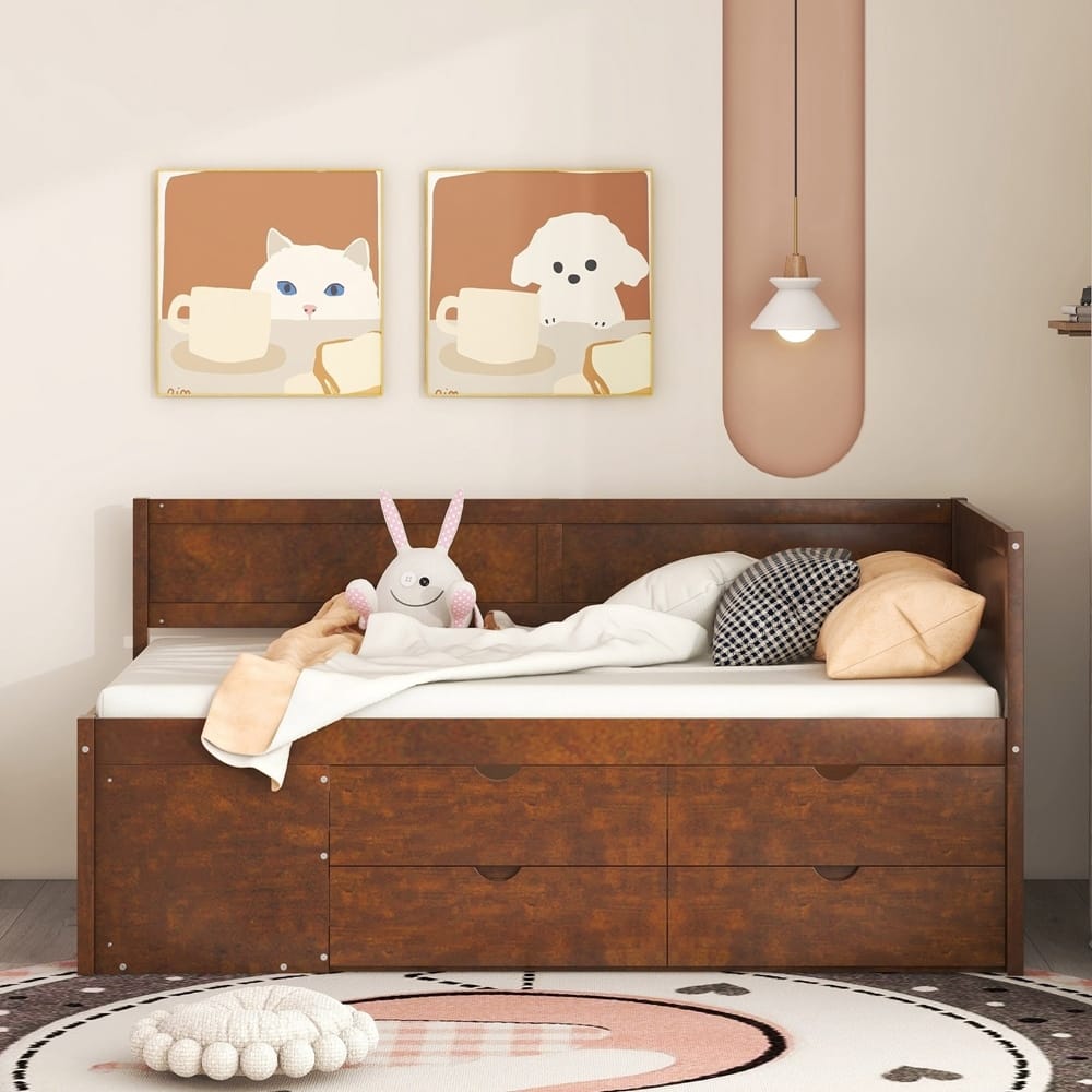 Daybed with Drawers and Shelves