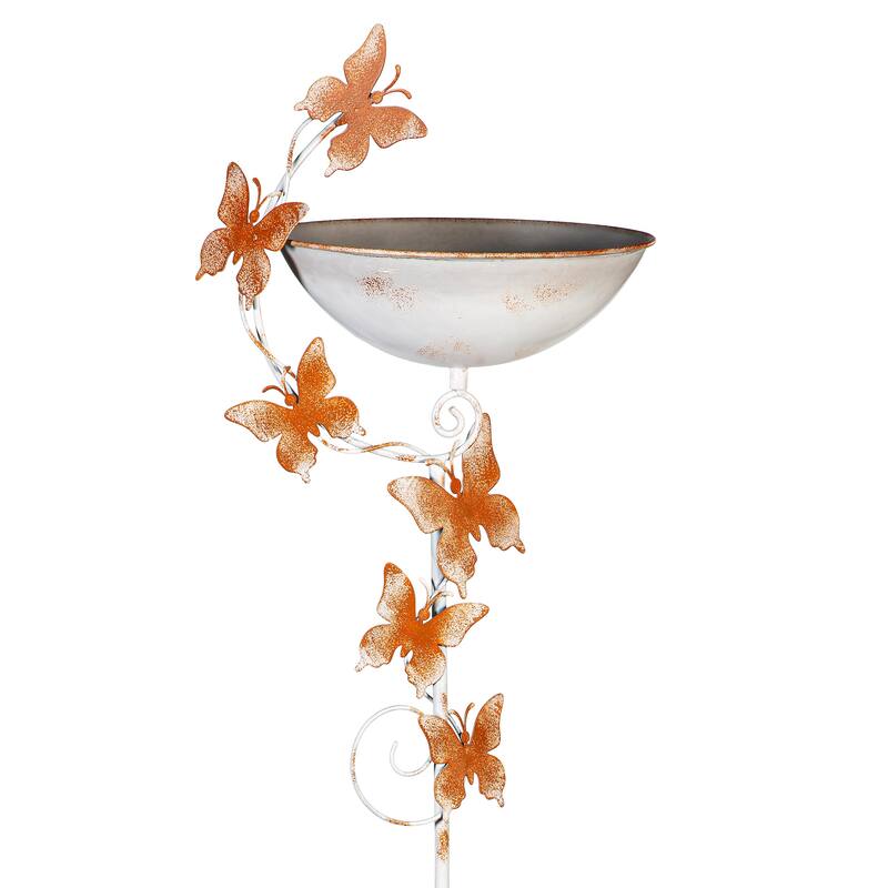 42" Metal Staked Butterfly Bird Bath