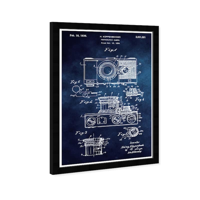Wynwood Studio 'Kuppenbender Camera' Entertainment and Hobbies Blue Wall Art Framed Print