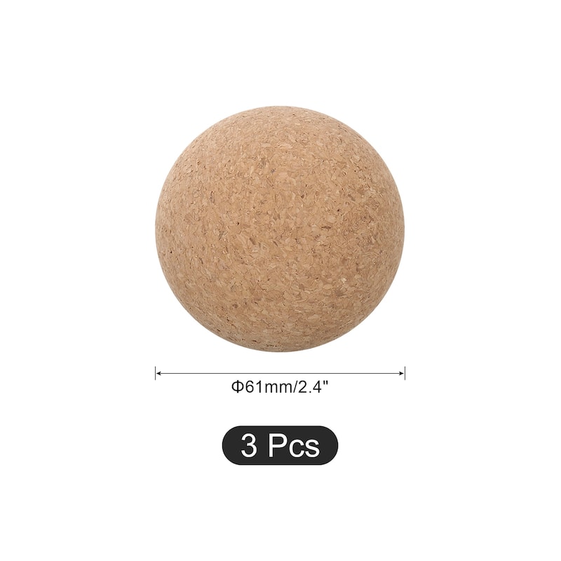 3 Pcs Wine Cork Ball, Wooden Cork Ball Stopper Cork Caps Stoppers - 61mm