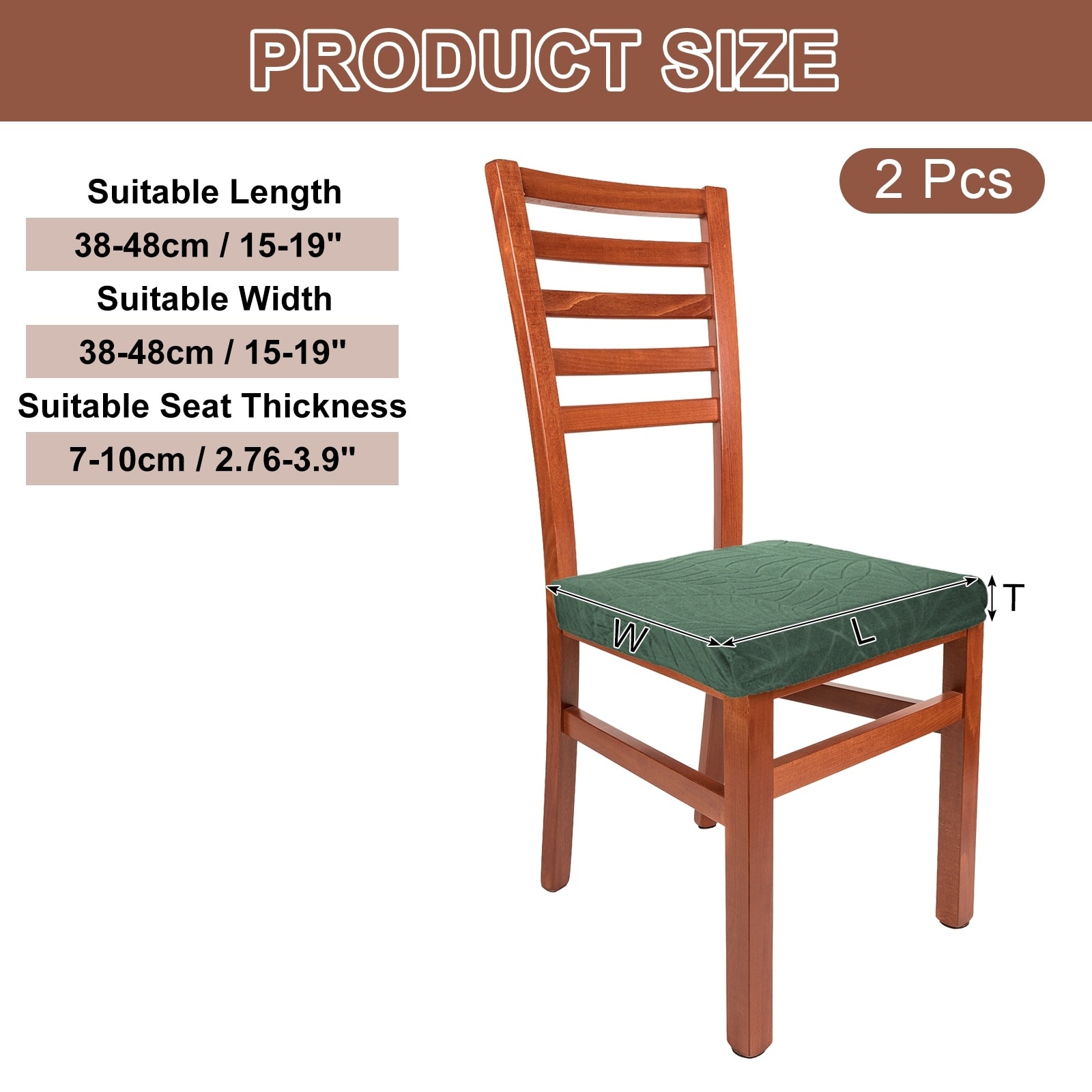 Stretch Seat Covers, Jacquard Dining Room Chair Seat Slipcover Washable Removable Cushion Protector, Leaf Pattern