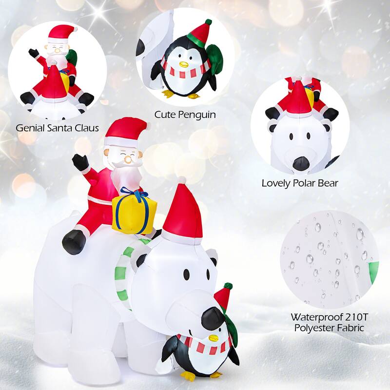 Gymax 7FT Christmas Inflatables LED Lighted Xmas Inflatable Polar Bear - See Details