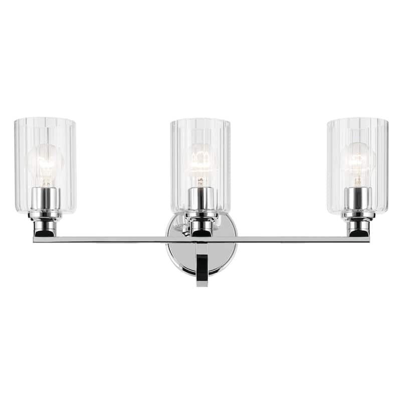 Kichler Lighting Gioe 24.25" 3-Light Vanity Light with Clear Fluted Glass in Chrome