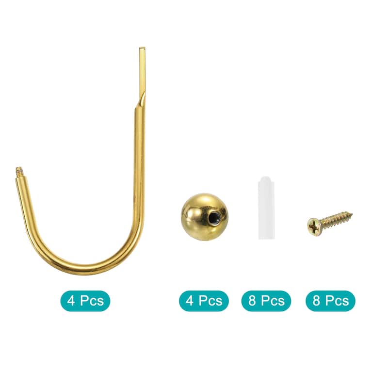 Aluminum Alloy Wall Mounted Curtain Holdback U Shaped Drapery Hooks