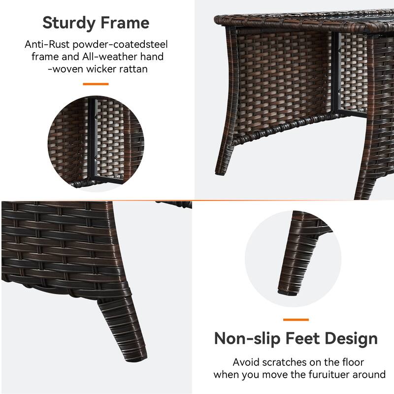 Patio Loveseat Wicker Sofa with Swivel Chair with Table