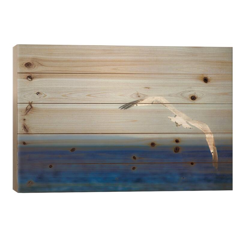 Blue Lake I Print On Wood by Elizabeth Urquhart - Multi-Color - 18x26x1.5