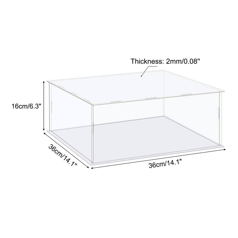 Display Case Box Acrylic Box Transparent Showcase 36x36x16cm for Collectibles
