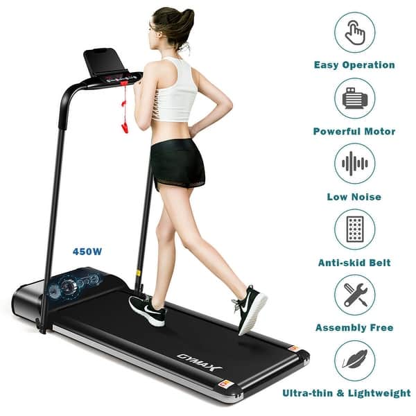 Gymax 450w Ultra Thin Electric Folding Treadmill Motorized Running Overstock 28704656