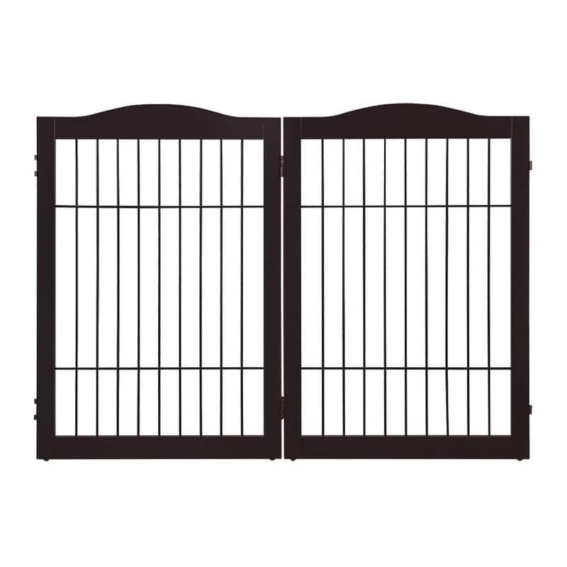 Unipaws Pet Playpen with Wire 6 Panels Freestanding Dog Gate - 22"Wx31.5"H, 2 panels - Espresso