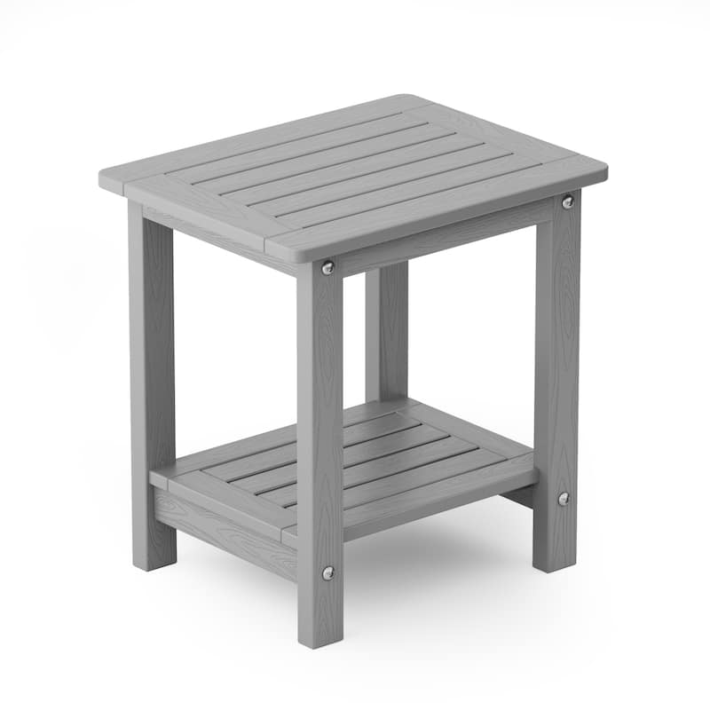 WINSOON Small Outside Adirondack Square Side Table,Double Layer - Grey