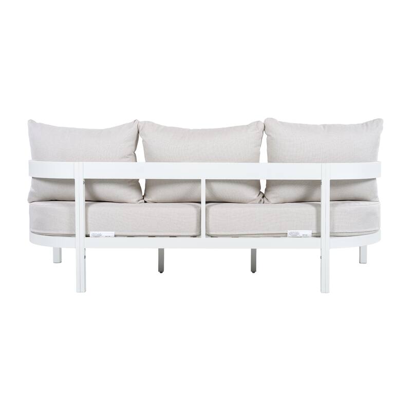 Christopher Knight Home - Modern 75.8" Outdoor Curved Patio 3-Seater Sofa with Aluminum Frame & Water-Resistant Cushions