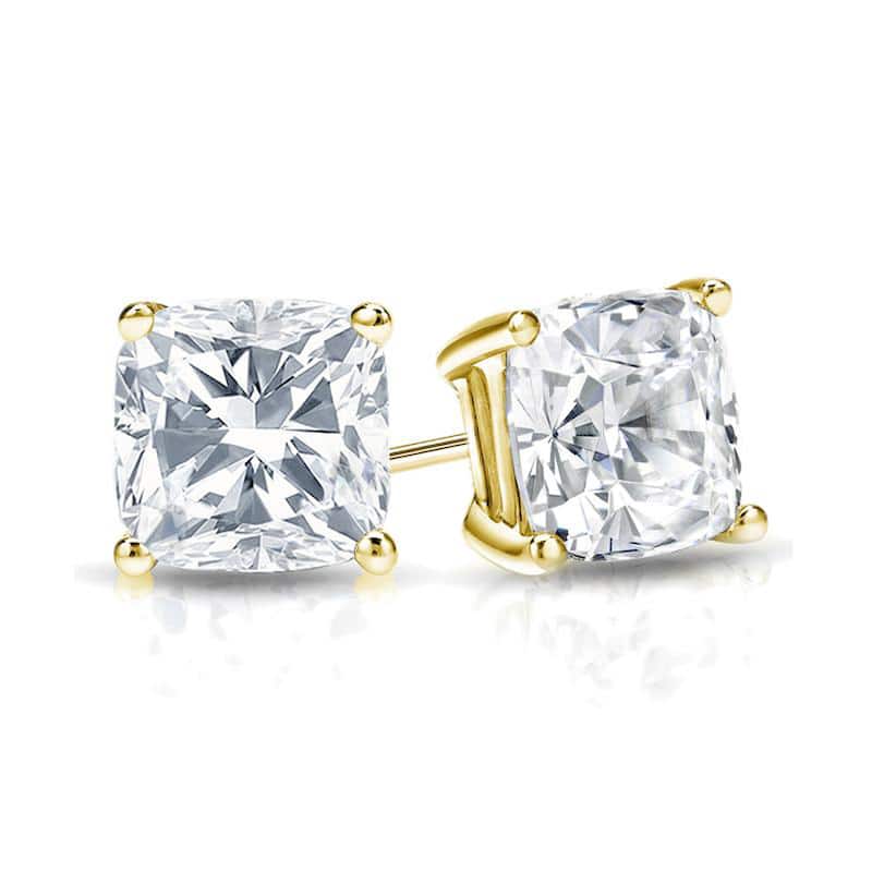 Auriya 14k Gold 1ctw Cushion Cut Diamond Stud Earrings (H-I, SI1-SI2)