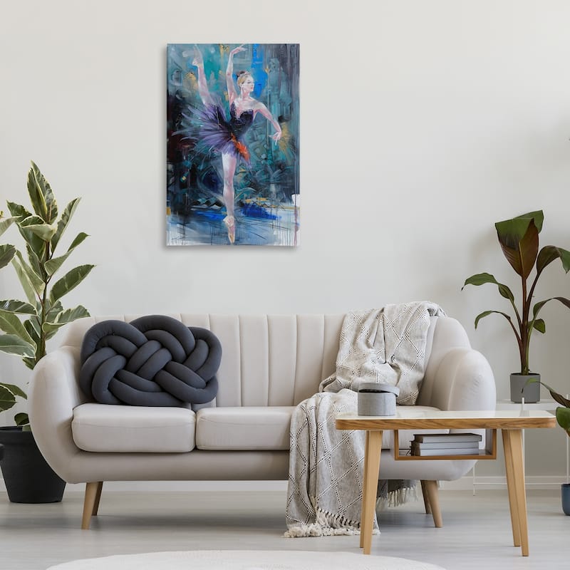 Stupell Vivid Ballet Dancer on Blue Canvas Wall Art Design By Lucille Lee