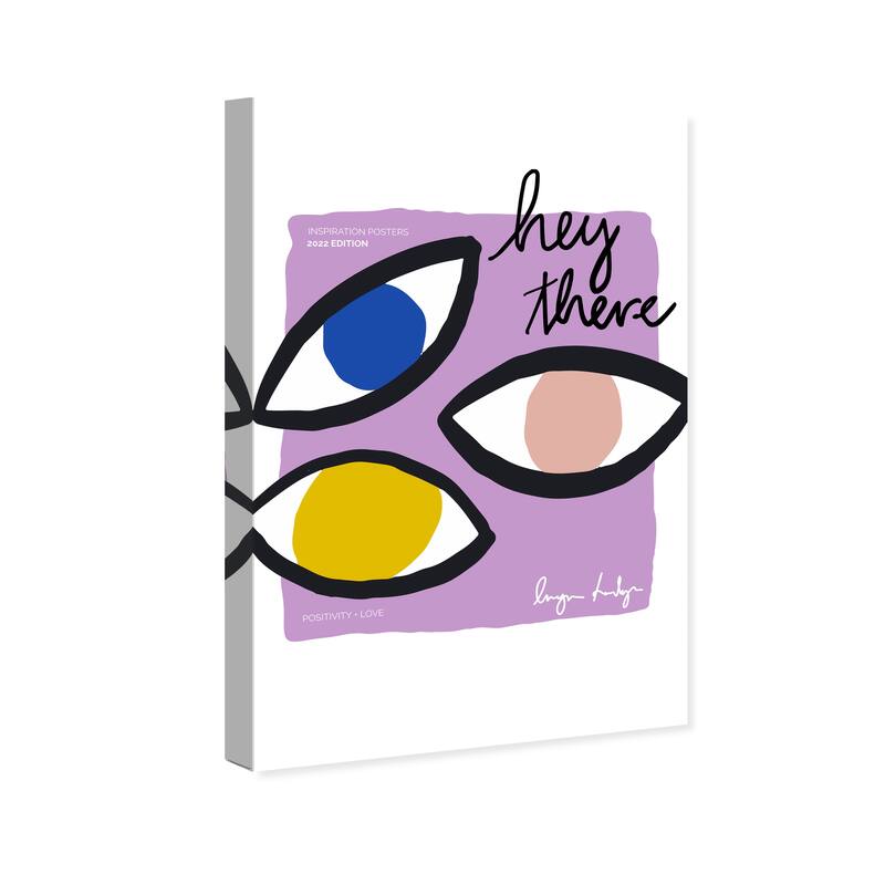 Wynwood Studio Canvas Fashion and Glam Hey there Purple and Light Purple Modern & Contemporary Wall Art Canvas Print