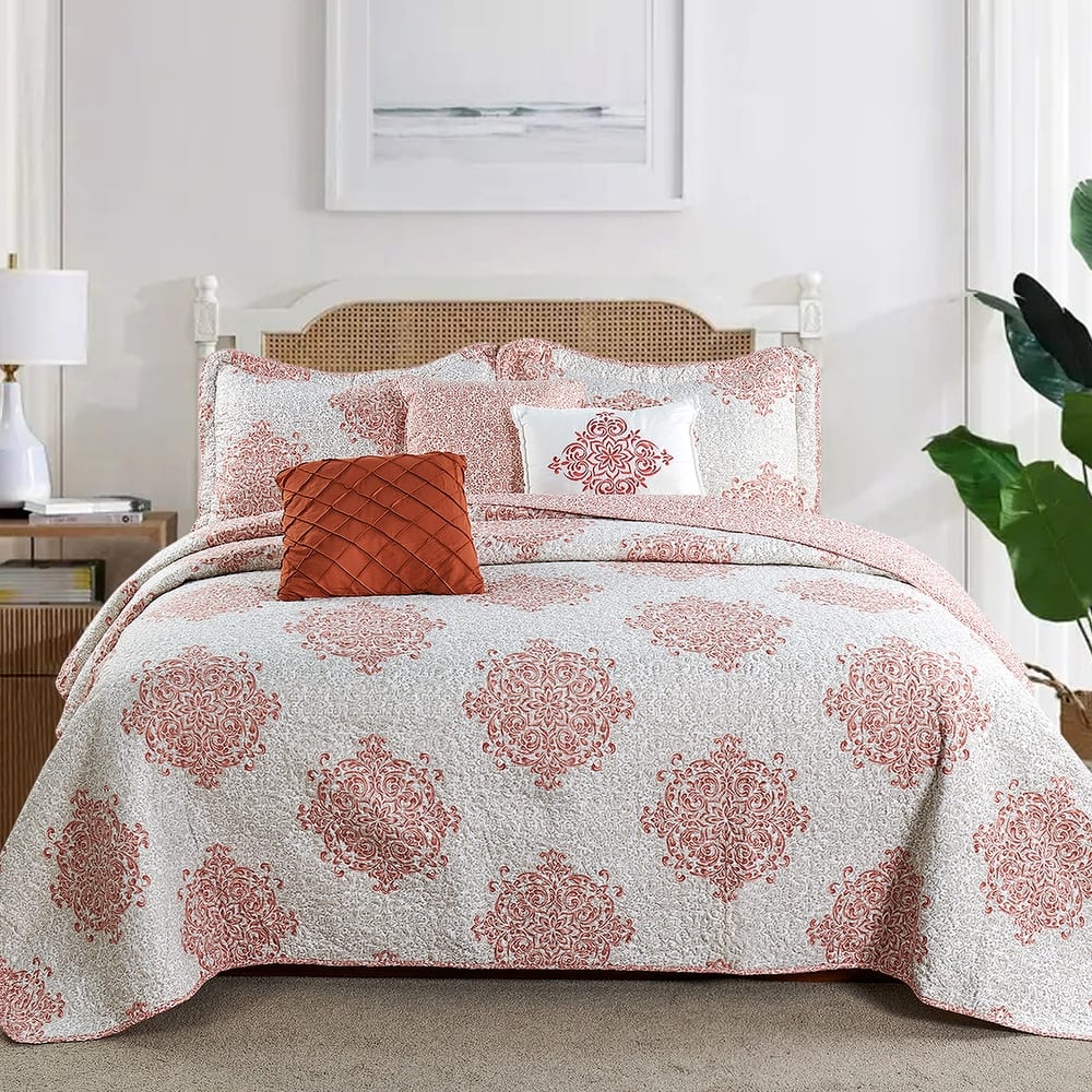 Serenta 6-piece Chelsea Printed Microfiber Quilts Coverlet Set