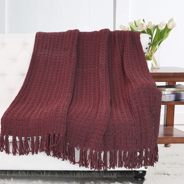 Burgundy knitted hotsell throw