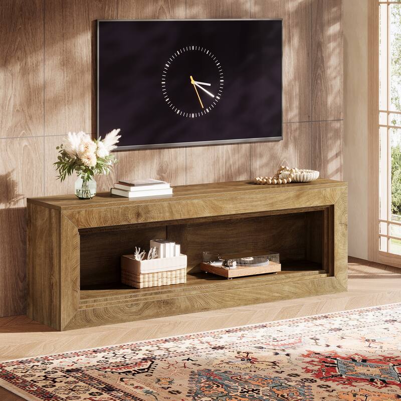 63" Extra Long TV Stand with Storage Shelves, Media Console Entertainment Center for 55/60/65/75-Inch TVs Living Room Bedroom