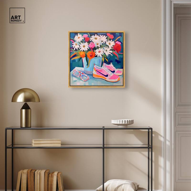 Whimsical Sneakers Flower Vase Canvas by Art Remedy