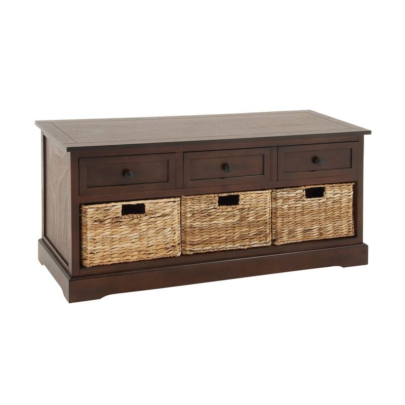 Cream, Teal, White or Brown Wood 2 Baskets and 1 Drawer Storage Unit - 16 x 13 x 28