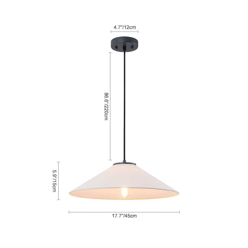 1-Light Modern Fabric Single Cone Pendant