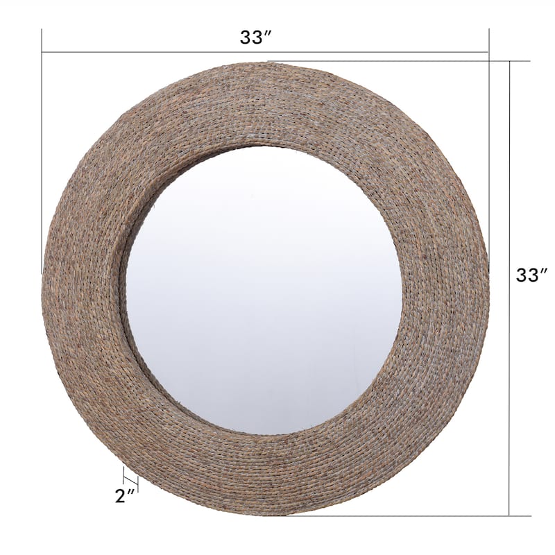 Harper - Whitewashed Round Wall Mirror with Rope Detail
