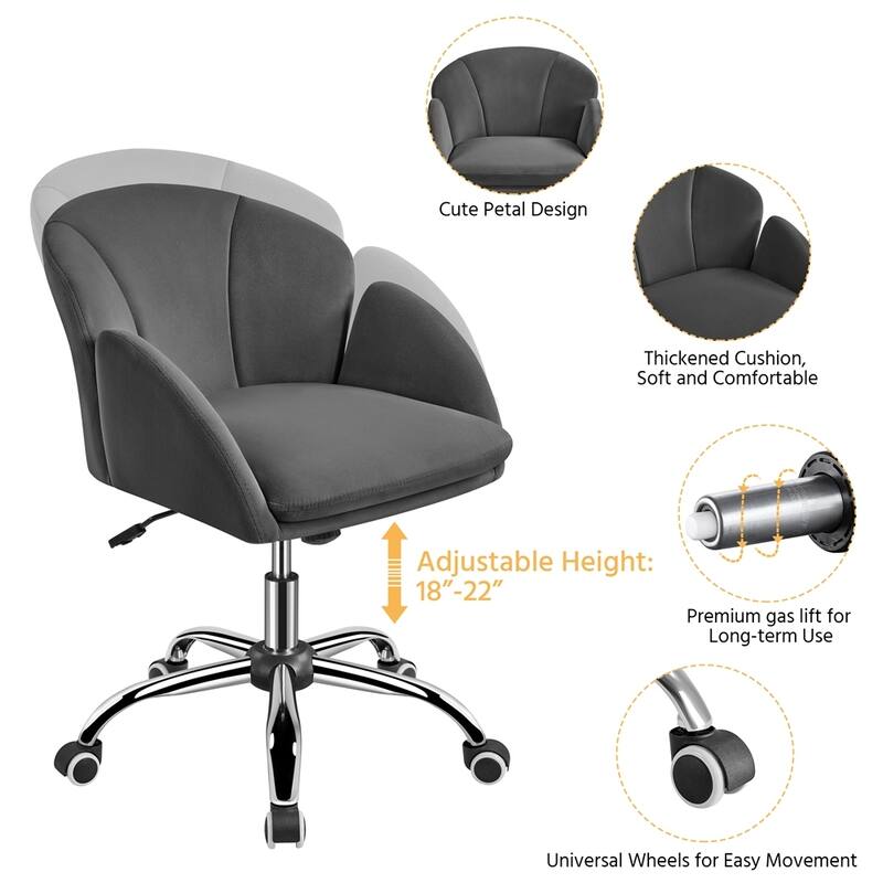 Yaheetech Modern Swivel Rolling Desk Chair Makeup Vanity Chair for Home Office