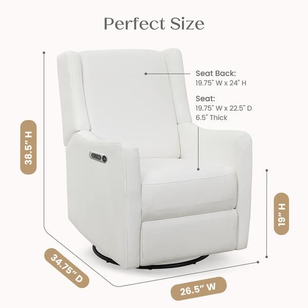 dimension image slide 1 of 2, Mercer Electronic Power Recliner and Swivel Glider with USB and Type-C Ports in LiveSmart Performance Fabric