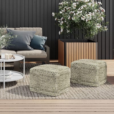 WYNDENHALL Tabitha Square Woven Pouf in Multi Color Recycled PET Polyester