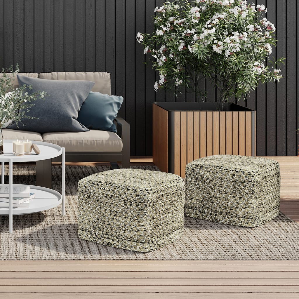 WYNDENHALL Tabitha Square Woven Pouf in Multi Color Recycled PET Polyester