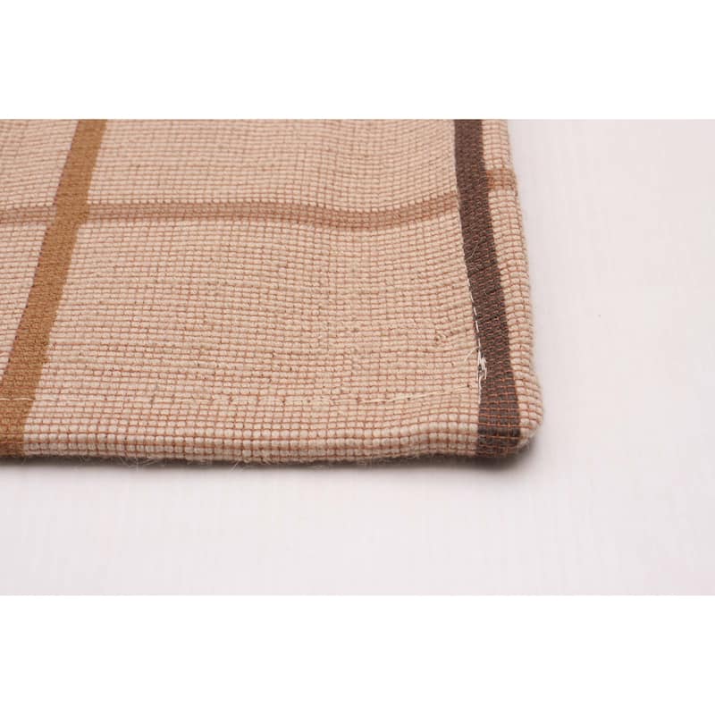 ECARPETGALLERY Machine Woven Lotus Mod Beige Cotton Rug - 4'4 x 6'7