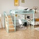 preview thumbnail 1 of 11, Full Loft Bed with Teens Desk,4 Cabinets,Staircase and USB Green - Full