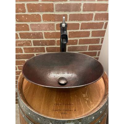 Handcrafted 17" Oval Copper Vessel Bathroom Sink with Pop-Up Drain by SimplyCopper - 17" x 12.5" x 5"