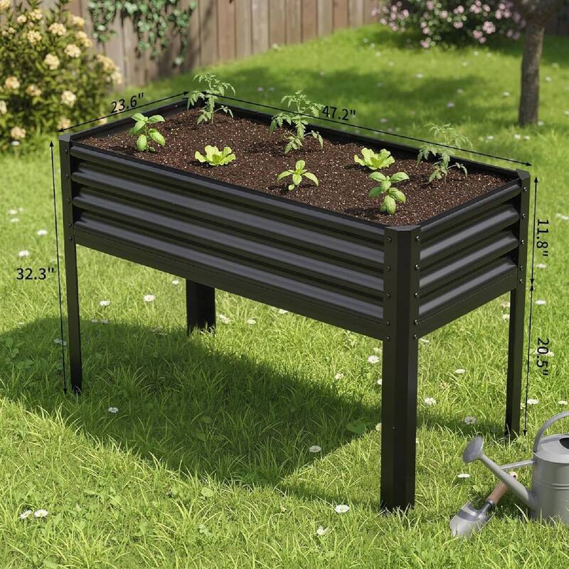 Raised Garden Box, Planter Bed for Gardening, Vegetables, Flowers & Herbs