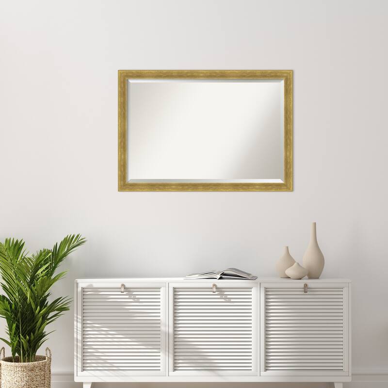 Angled Beveled Wood Framed Wall Mirror