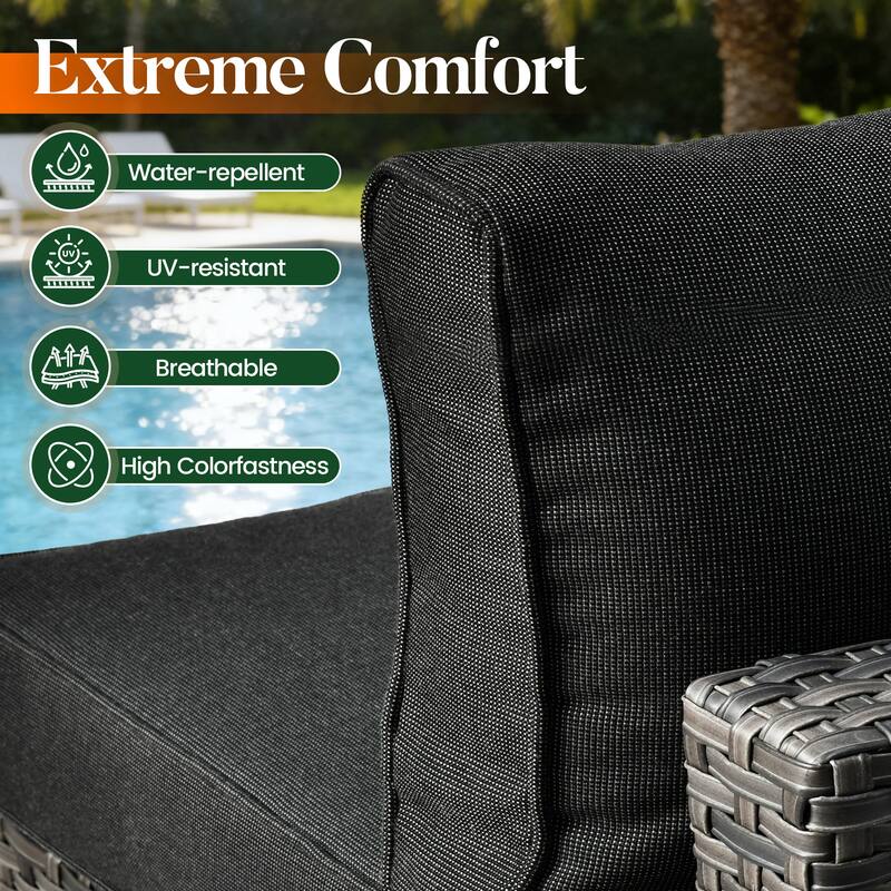 HOOOWOOO 11-piece Wicker Furniture Set Outdoor Sectional Sofa with Fire Pit