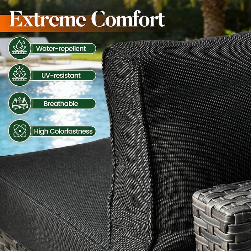 HOOOWOOO Patio 5-piece Wicker Sectional Sofa Set with Coffee Table