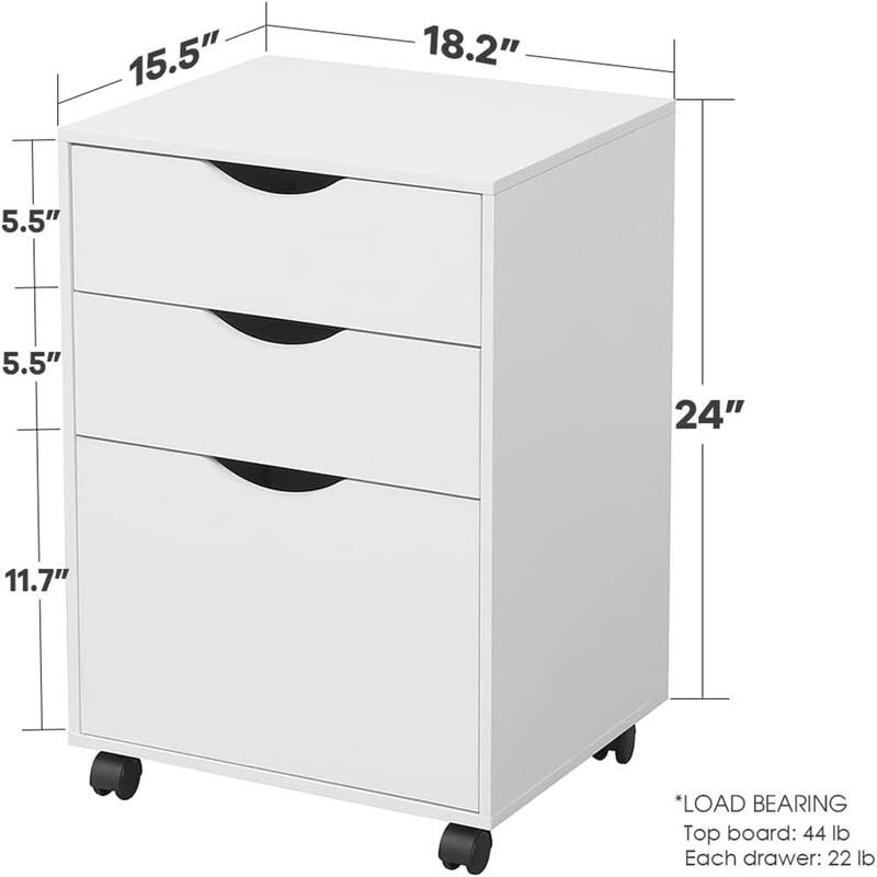3 Drawers Storage Cabinet - 15.5"D x 18.1"W x 24"H