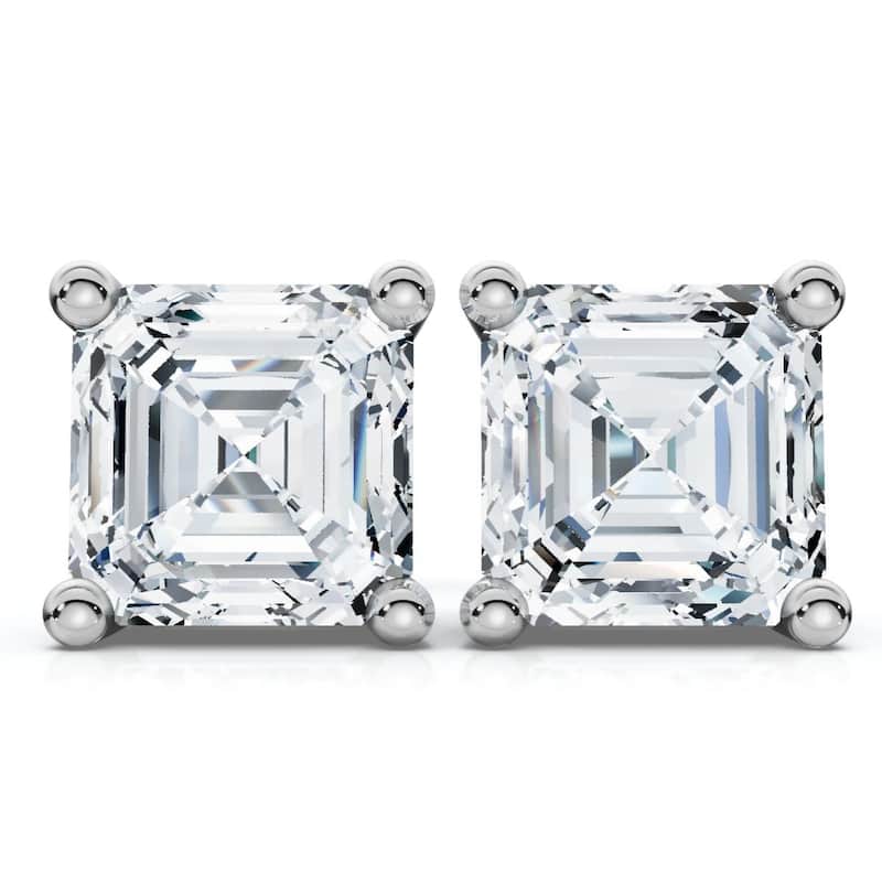 Bliss Diamond 2.04Ct Asscher Cut Diamond Studs White Gold Lab Grown Earrings