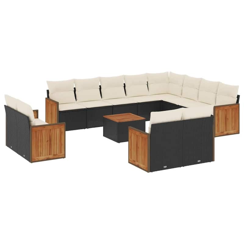 vidaXL Patio Sofa Set with Cushions Outdoor Conversation Furniture Poly Rattan