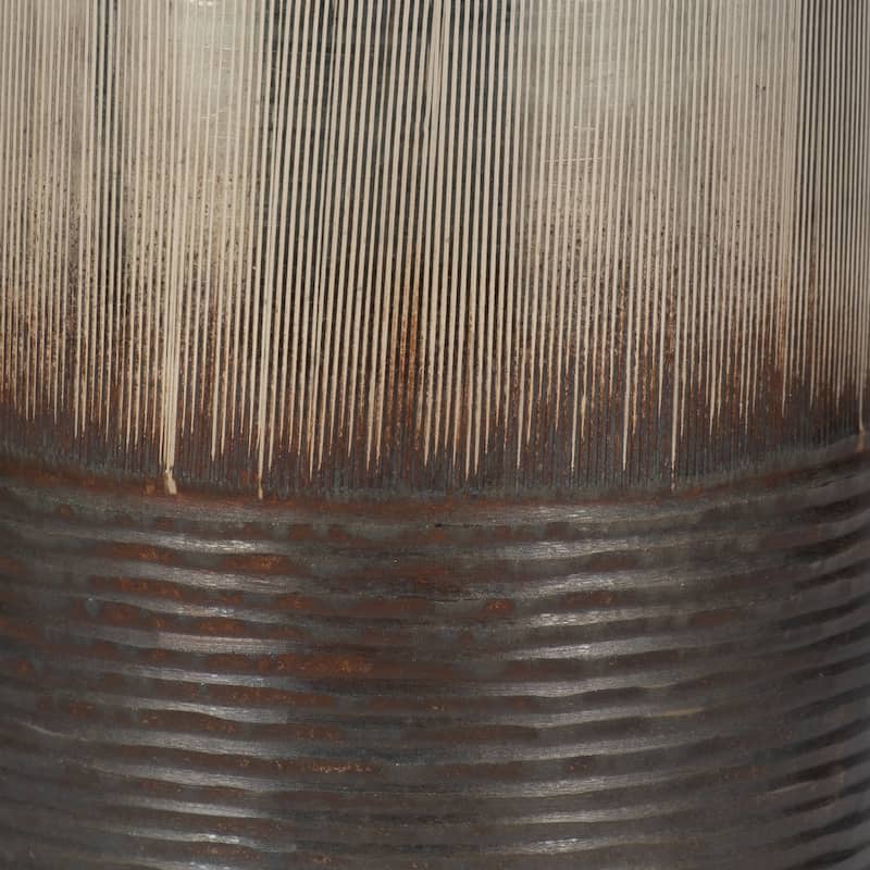 Sagebrook Home Glass Vases Modern Decorative Ribbed Cylinder Vase in High-Quality Glass
