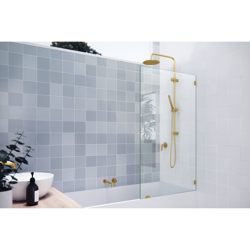 Glass Warehouse 58.25" x 33.5" Frameless Shower Bath Fixed Panel