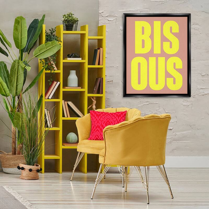 Stupell Bisous Kiss Typography Framed Floater Canvas Wall Art Design By House of Lulu