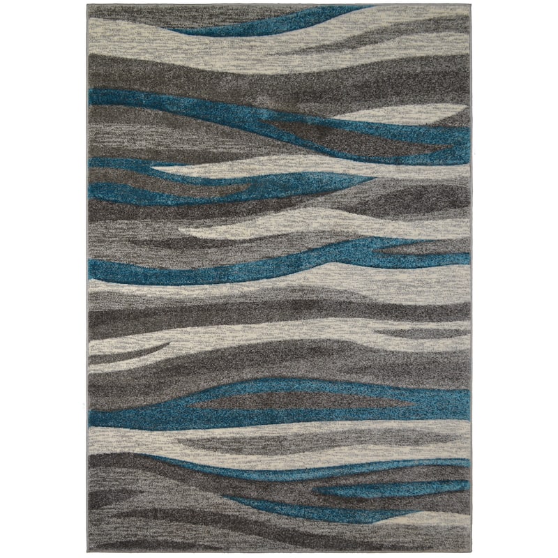 Axel Impulse Waves Striped Area Rug - 7'10" x 9'10" - Grey