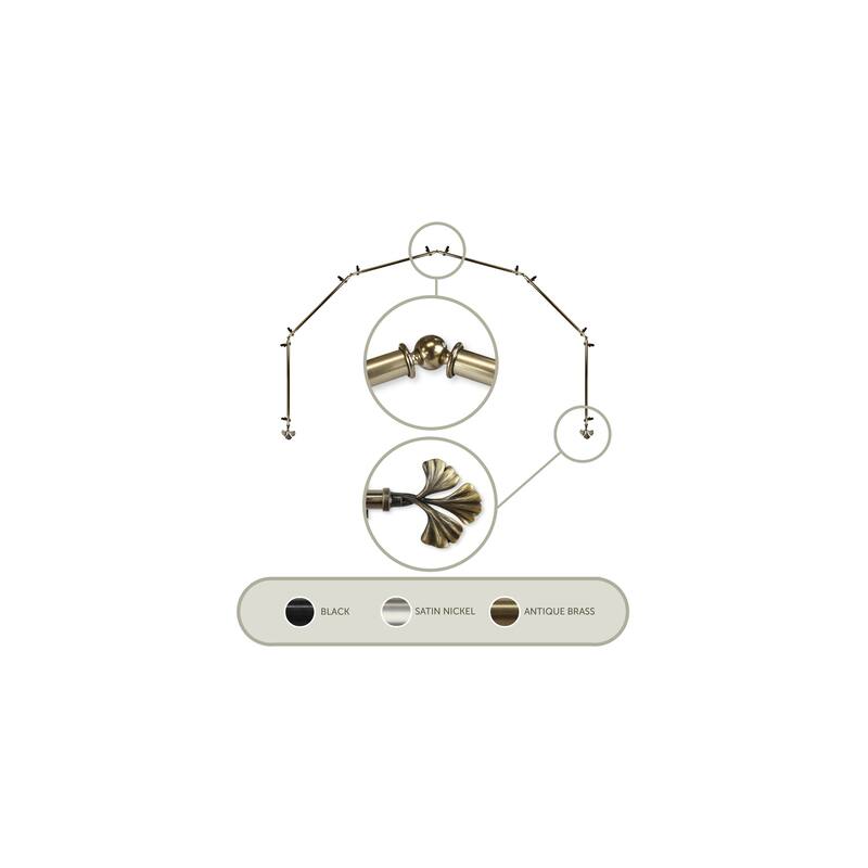 Antique Brass Curtain Rod - 13/16" Bay Window Rod, 6-Sided Corner Rods, Drapery Hardware - M
