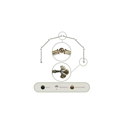 Antique Brass Curtain Rod - 13/16" Bay Window Rod, 6-Sided Corner Rods, Drapery Hardware - M