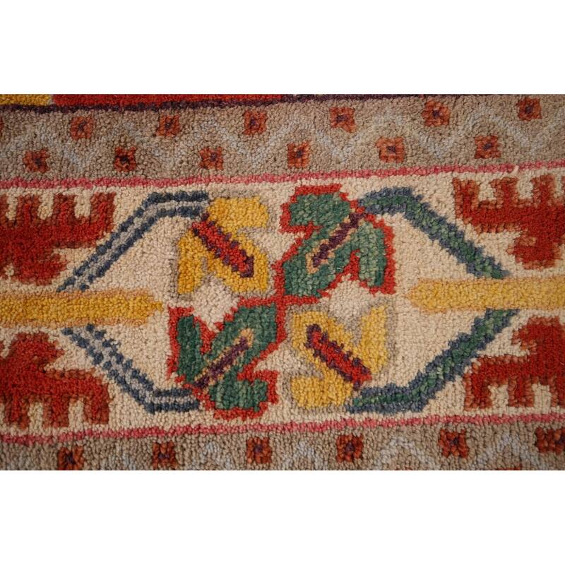 Heriz Serapi Indian Area Rug Handmade Geometric Wool Carpet - 8'10" x 11'9"