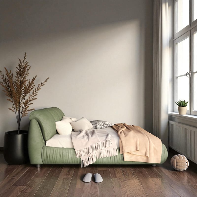 Queen/King Size Luxury Upholstered Platform Bed with Oversized Padded Headboard, Solid Wood Frame & Adjustable Mattress Height