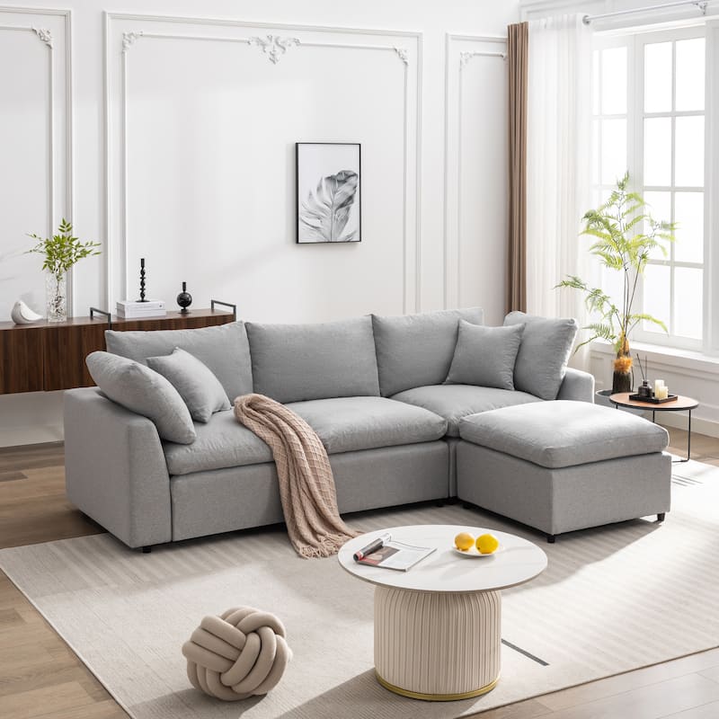 Upholstery Convertible Sectional Sofa, L Shaped Couch with Reversible Chaise
