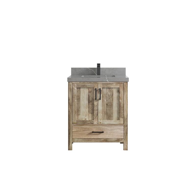 Willow Collections 30 in. W x 22 in. D Malibu Mango Single Sink Bathroom Vanity with Countertop - 2" Piatra Gray - Natural Mango
