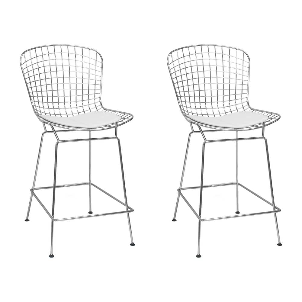 Mid Century Modern Chrome Wire Bar Stool (Set of 2)